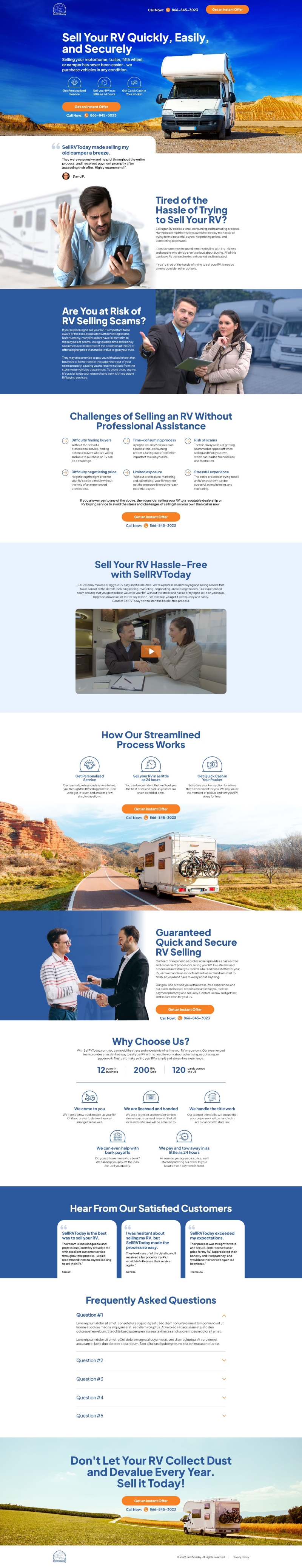 Sell RV Today Landing Page